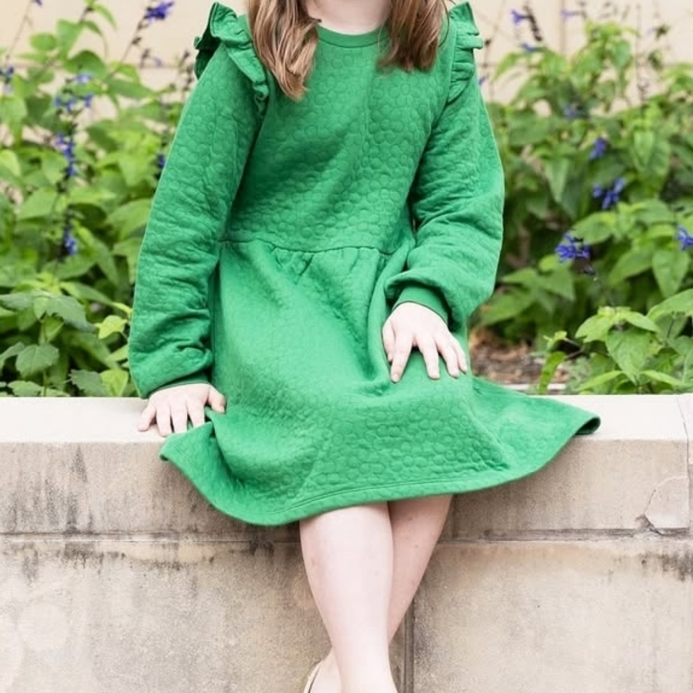 Boden Green Ruffled Kids Dress